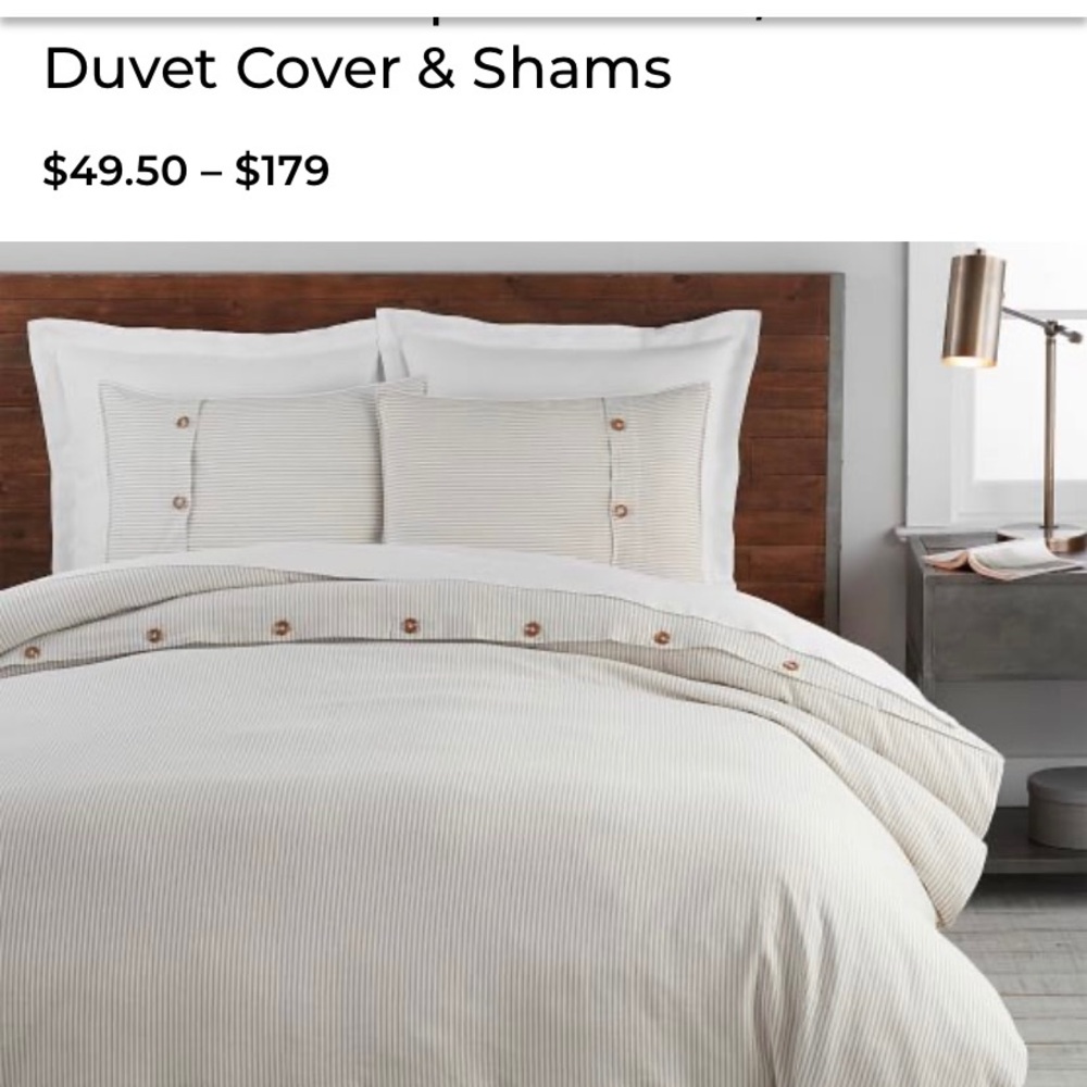 SET Pottery Barn Wheaton Striped Duvet&Shams King